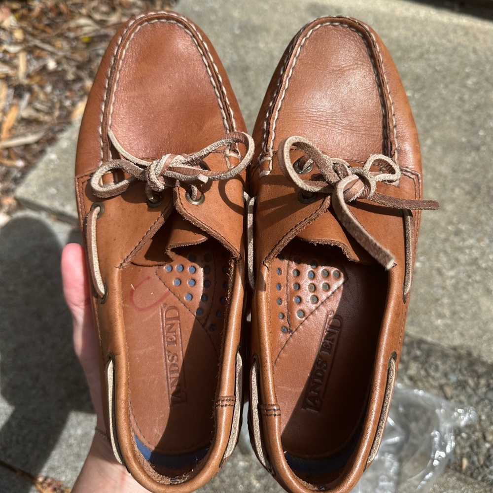 Vintage Lands End Leather Boat Dock Shoes